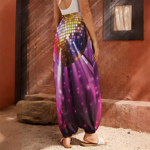 Purple Light Disco Ball Print Harem Pants