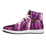 Purple Light Disco Ball Print High Top Leather Sneakers