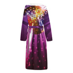 Purple Light Disco Ball Print Hooded Bathrobe