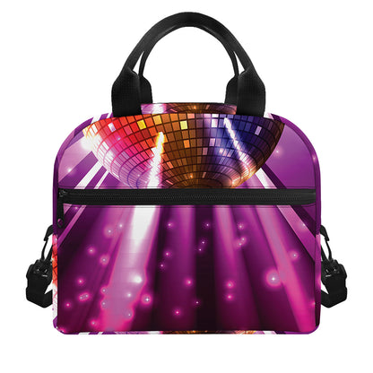 Purple Light Disco Ball Print Insulated Lunch Bag