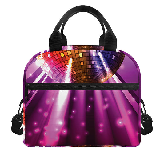 Purple Light Disco Ball Print Insulated Lunch Bag