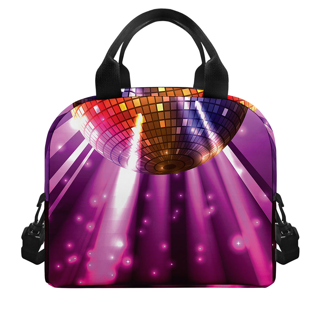 Purple Light Disco Ball Print Insulated Lunch Bag