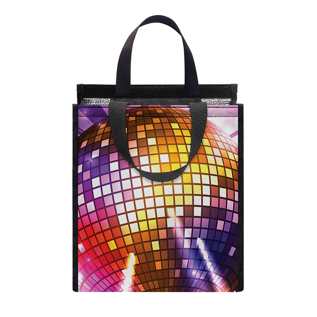 Purple Light Disco Ball Print Insulated Lunch Tote