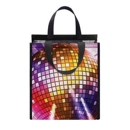 Purple Light Disco Ball Print Insulated Lunch Tote