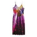 Purple Light Disco Ball Print Jersey Midi Cami Dress
