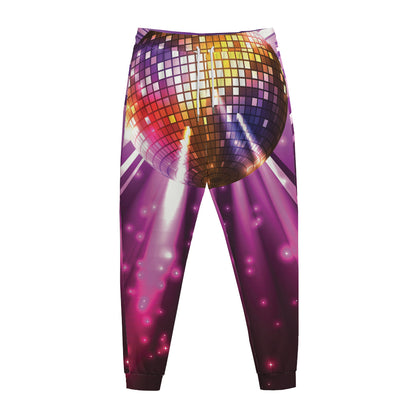 Purple Light Disco Ball Print Jogger Pants