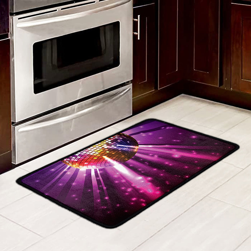 Purple Light Disco Ball Print Kitchen Mat