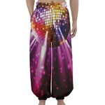 Purple Light Disco Ball Print Lantern Pants