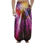 Purple Light Disco Ball Print Lantern Pants
