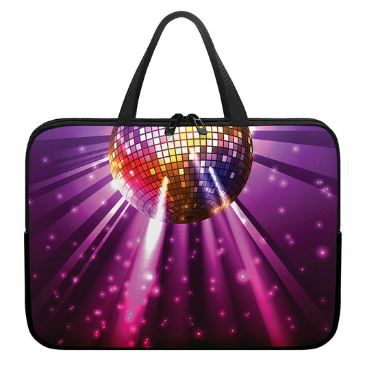 Purple Light Disco Ball Print Laptop Sleeve With Handle
