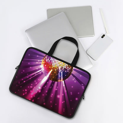 Purple Light Disco Ball Print Laptop Sleeve With Handle