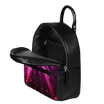 Purple Light Disco Ball Print Leather Backpack