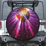 Purple Light Disco Ball Print Leather Spare Tire Cover