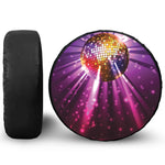 Purple Light Disco Ball Print Leather Spare Tire Cover
