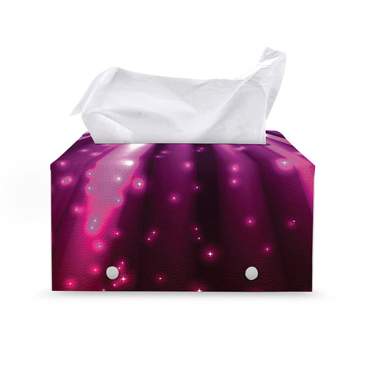 Purple Light Disco Ball Print Leather Tissue Box Cover