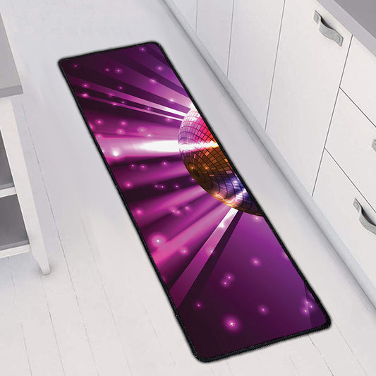 Purple Light Disco Ball Print Long Kitchen Mat