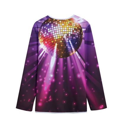 Purple Light Disco Ball Print Long Sleeve Short Coat