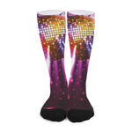 Purple Light Disco Ball Print Long Socks