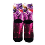 Purple Light Disco Ball Print Long Socks