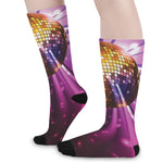 Purple Light Disco Ball Print Long Socks