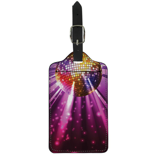 Purple Light Disco Ball Print Luggage Tag