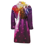 Purple Light Disco Ball Print Men's Bathrobe