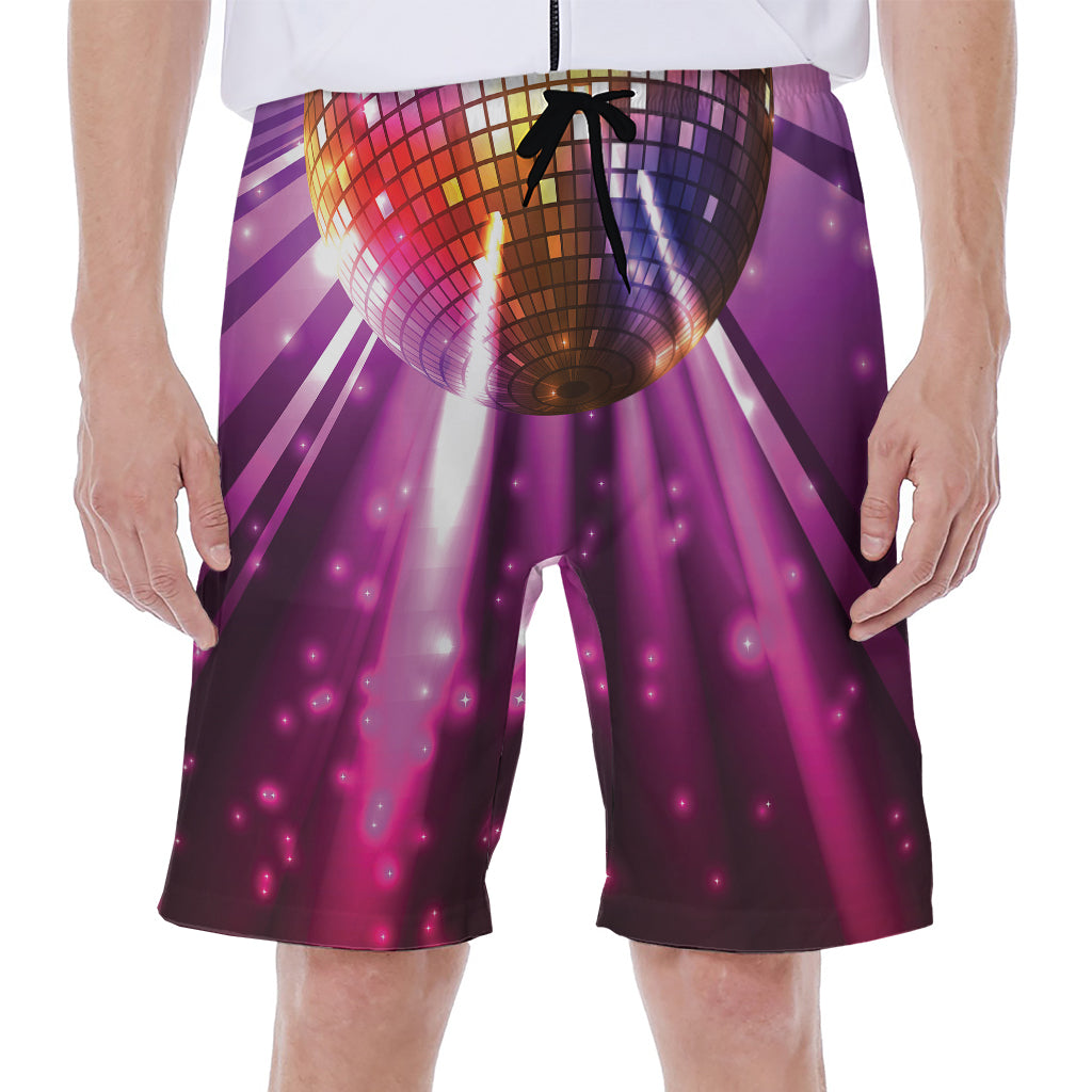 Purple Light Disco Ball Print Men's Beach Shorts