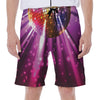 Purple Light Disco Ball Print Men's Beach Shorts