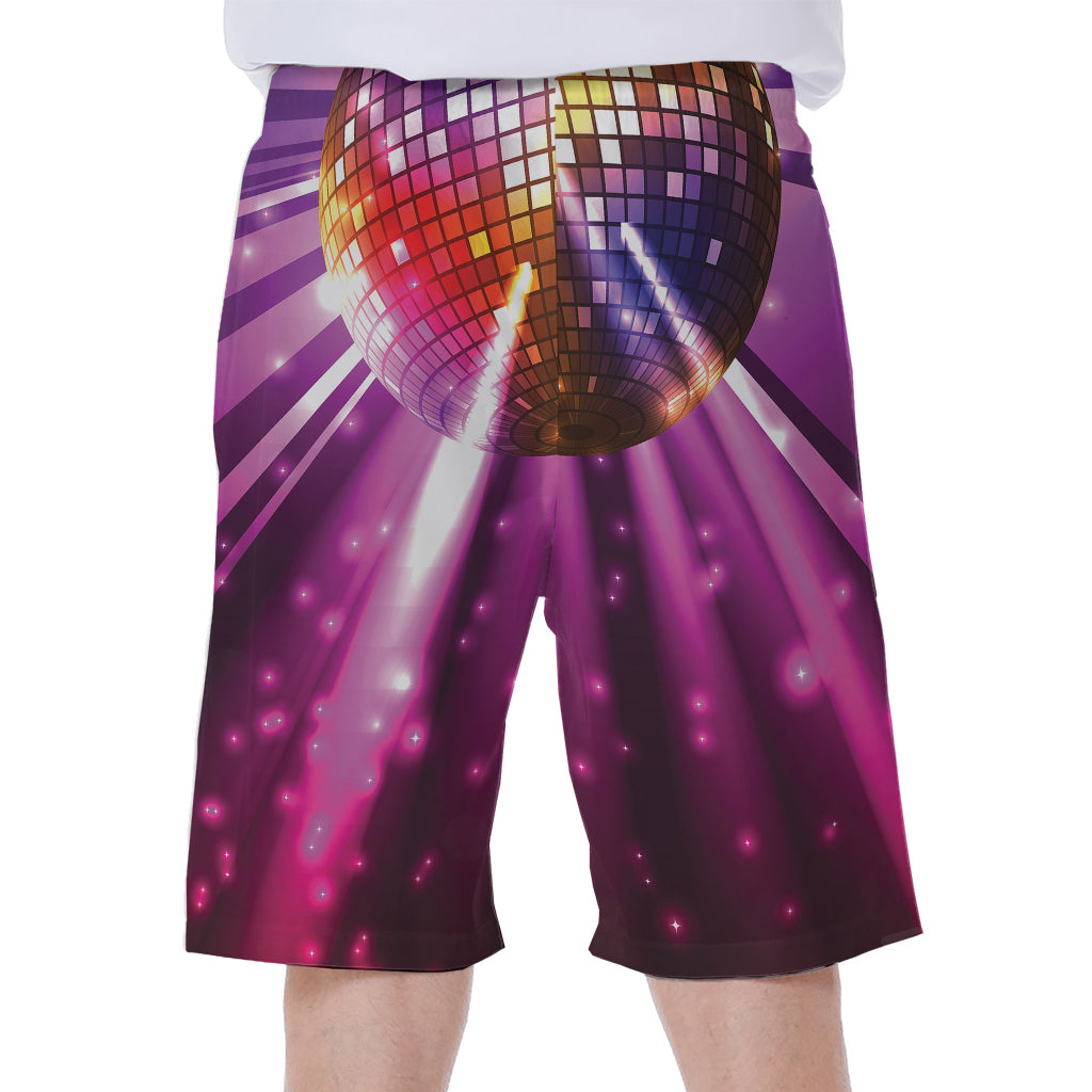 Purple Light Disco Ball Print Men's Beach Shorts