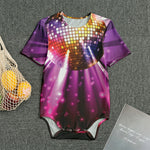 Purple Light Disco Ball Print Men's Bodysuit