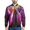 Purple Light Disco Ball Print Men's Bomber Jacket