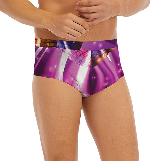 Purple Light Disco Ball Print Men's Briefs
