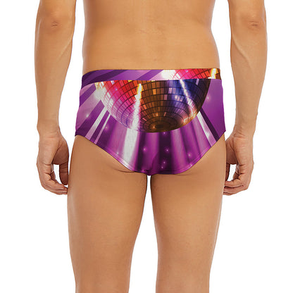 Purple Light Disco Ball Print Men's Briefs