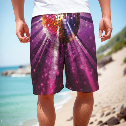Purple Light Disco Ball Print Men's Cargo Shorts