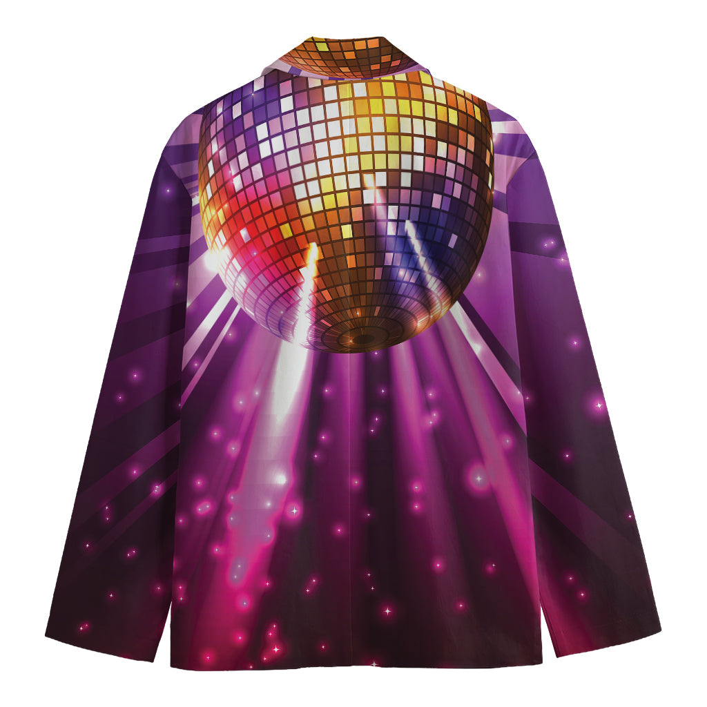 Purple Light Disco Ball Print Men's Cotton Blazer