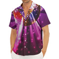 Purple Light Disco Ball Print Men's Deep V-Neck Shirt