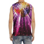 Purple Light Disco Ball Print Men's Fitness Tank Top
