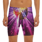 Purple Light Disco Ball Print Men's Long Boxer Briefs