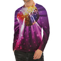 Purple Light Disco Ball Print Men's Long Sleeve Rash Guard