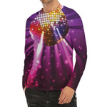 Purple Light Disco Ball Print Men's Long Sleeve Rash Guard