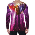 Purple Light Disco Ball Print Men's Long Sleeve T-Shirt