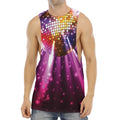 Purple Light Disco Ball Print Men's Muscle Tank Top