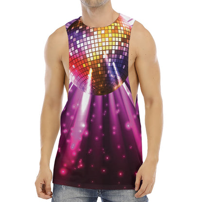 Purple Light Disco Ball Print Men's Muscle Tank Top
