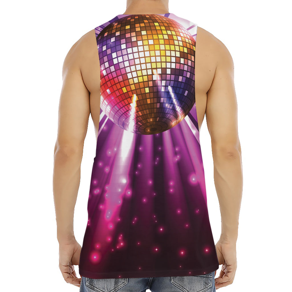 Purple Light Disco Ball Print Men's Muscle Tank Top
