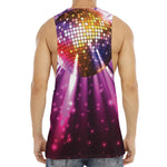Purple Light Disco Ball Print Men's Muscle Tank Top