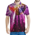 Purple Light Disco Ball Print Men's Polo Shirt