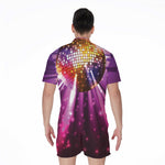 Purple Light Disco Ball Print Men's Rompers