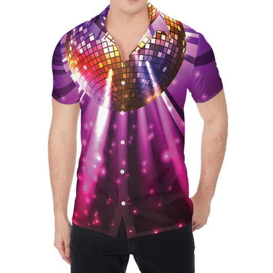 Purple Light Disco Ball Print Men's Shirt
