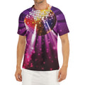 Purple Light Disco Ball Print Men's Short Sleeve Rash Guard