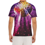 Purple Light Disco Ball Print Men's Short Sleeve Rash Guard